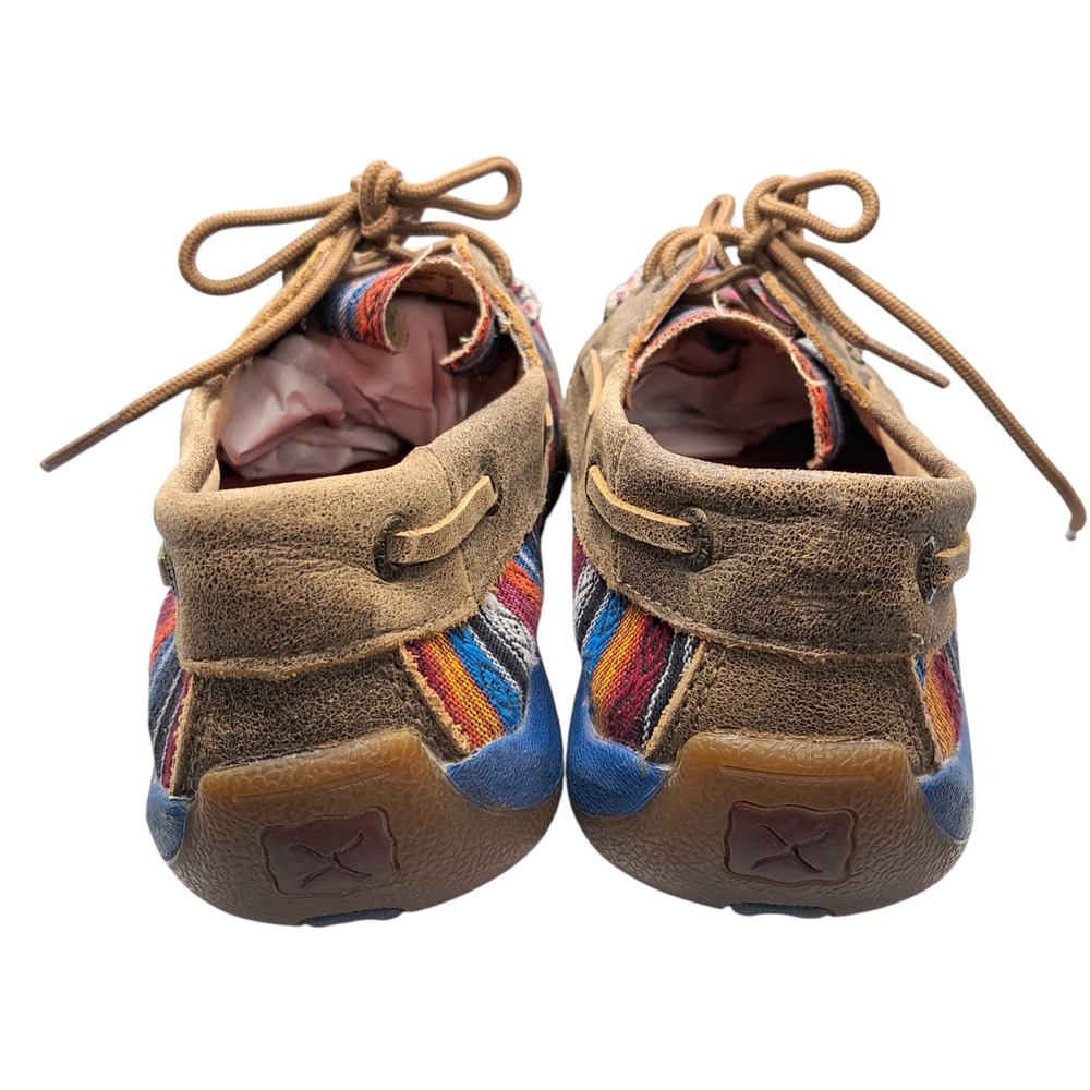 Twisted X Women's 7 Driving Mocs Boat Shoes Tan Multicolor Aztec Slip On - Picture 3 of 10